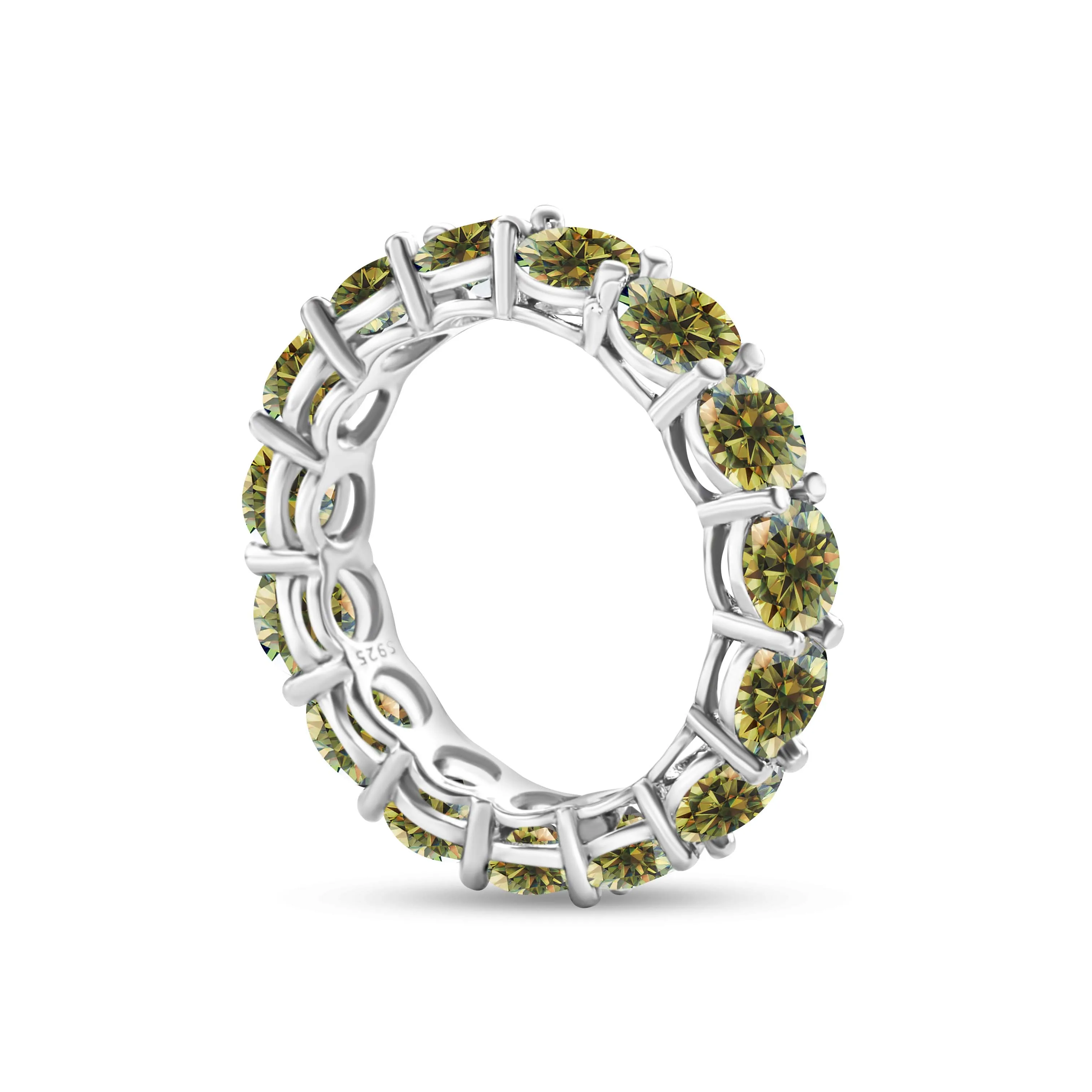 5 mm 7 Karat bunter Moissanit-Ring, 925er Silber vergoldet, mit Weißgold, Ehering, Ewigkeitsband, Verlobungsringe für Frauen – Detail 7