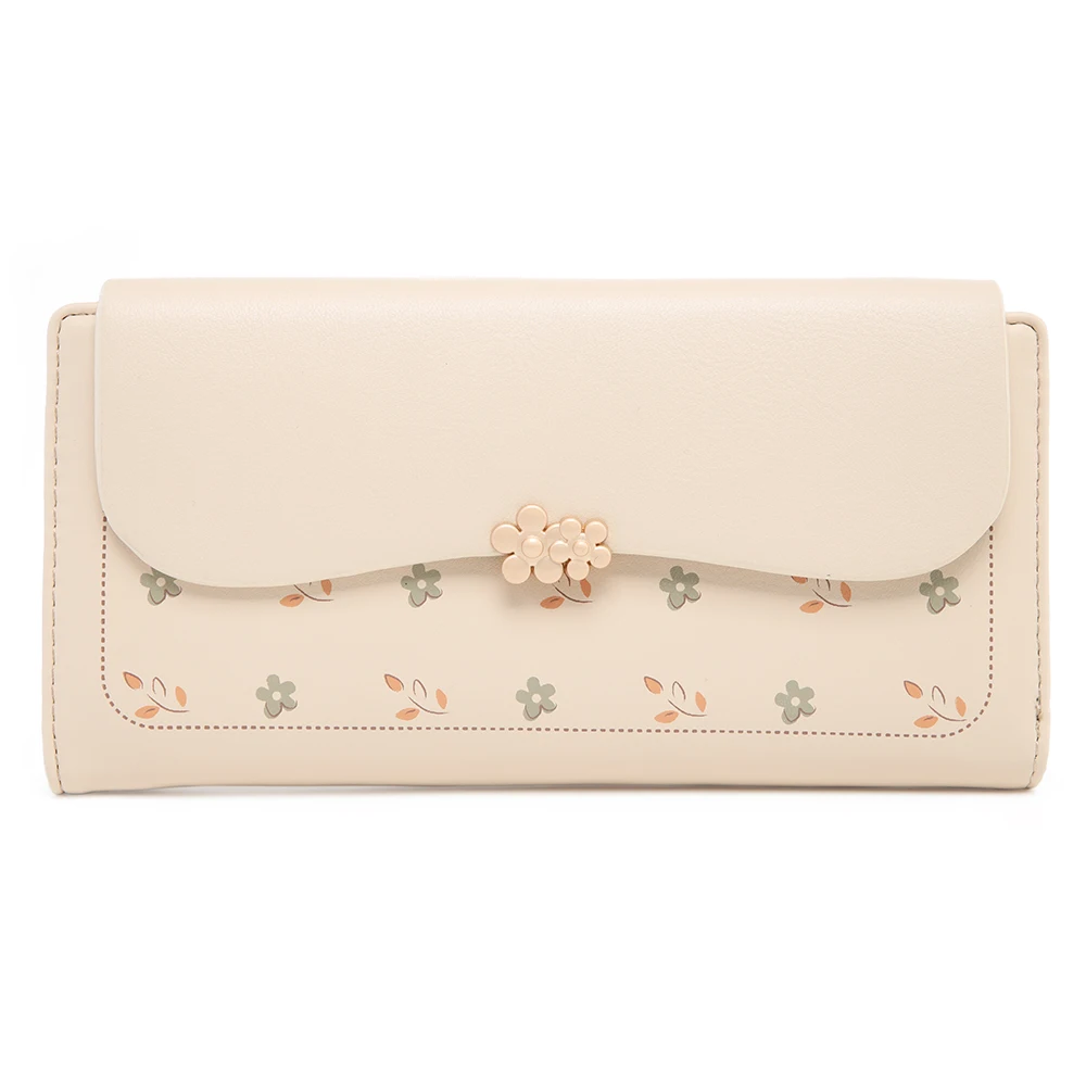 Women\'s long wallet Korean PU printed zipper buckle folding clutch bag multi-card fashion everything street popular preppy stude