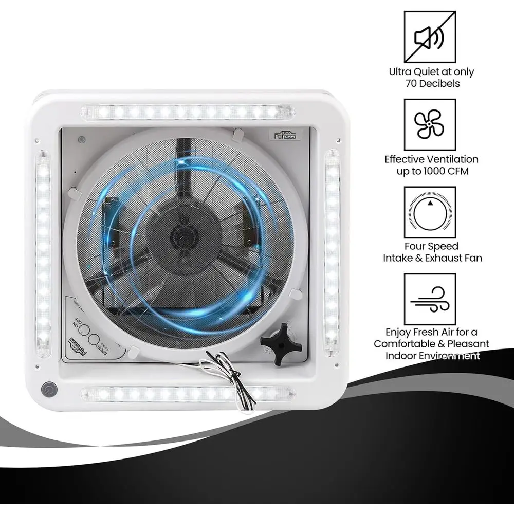 USA RV Roof Vent with Fan 12-Volt 4-Speed Reversible - 14