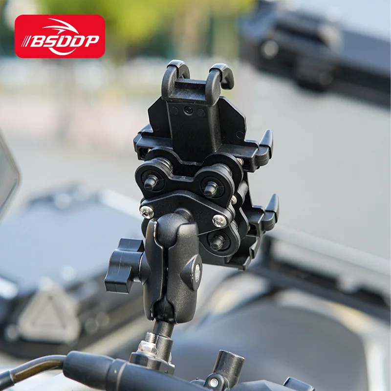 Universal Motorcycle Bike Mobile Phone Holder Aluminum Bicycle Riding Bracket Nonslip GPS Mount Handlebar Side Mirror Stand - view 3