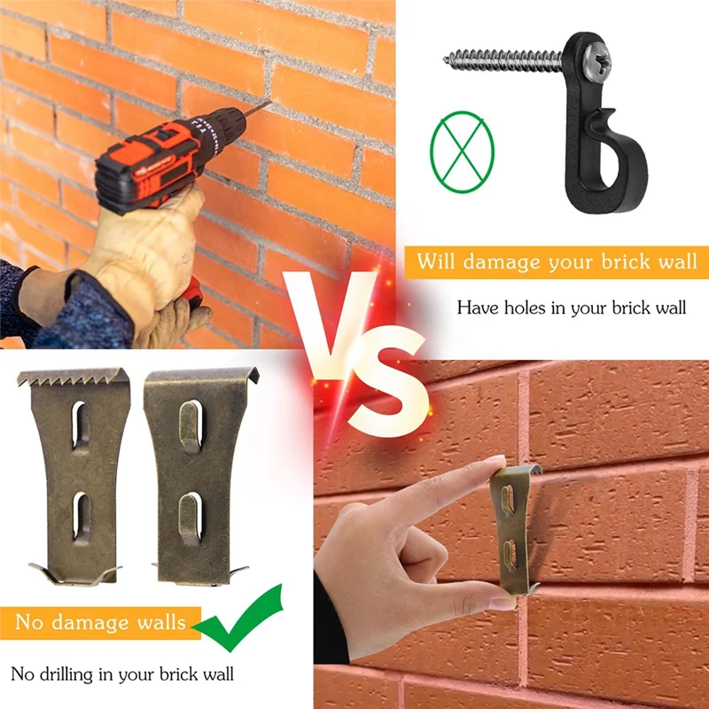 

AA01-12Pcs Brick Hook Clips Brick Clips For Hanging Outdoors Brick Clips Or Brick Hangers For Outdoor Hanging Wreaths