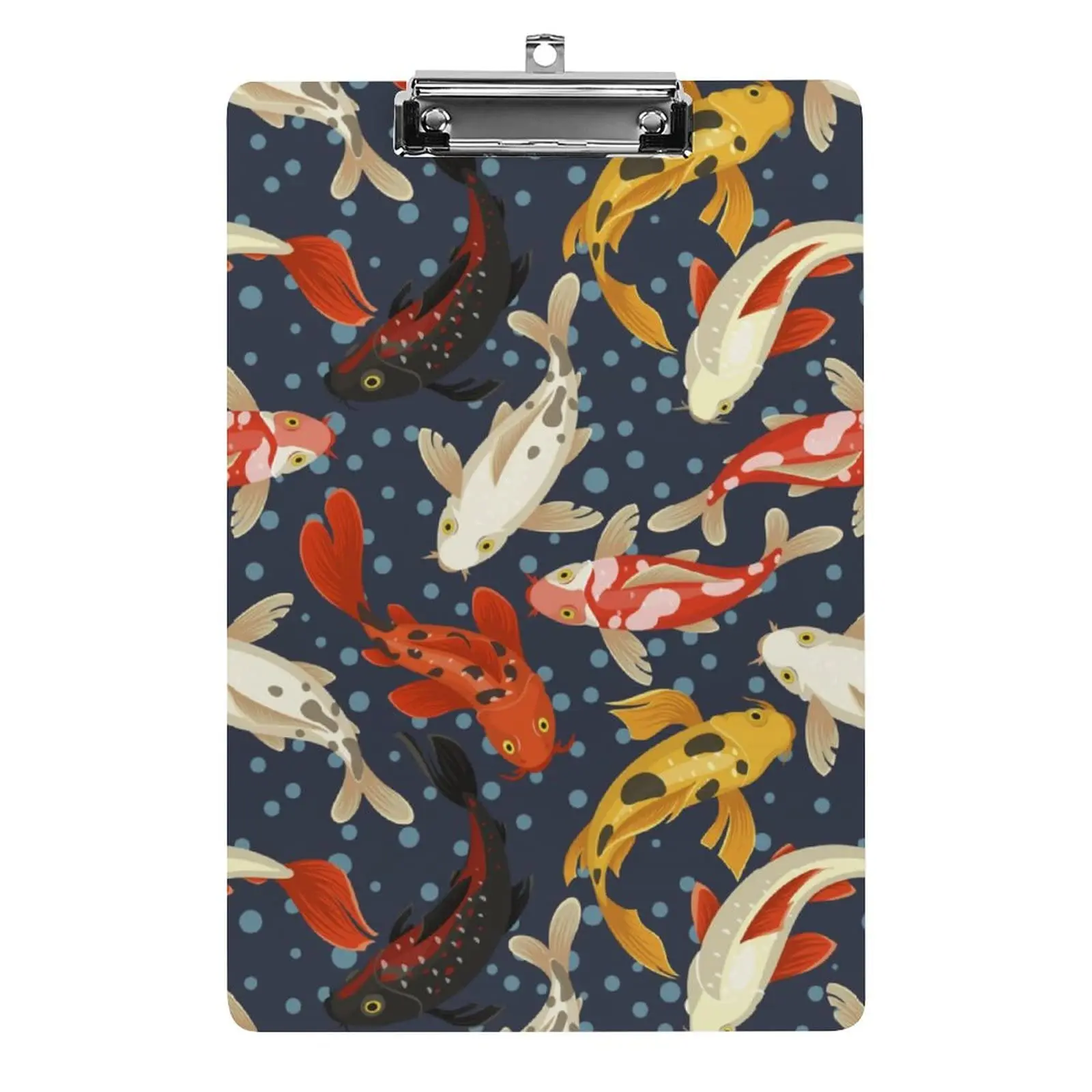 Fish Pattern Plastic Clipboards Acrylic Clipboard Low Profile Silver Clip Standard Size for Nurse Office Classroom Laboratory