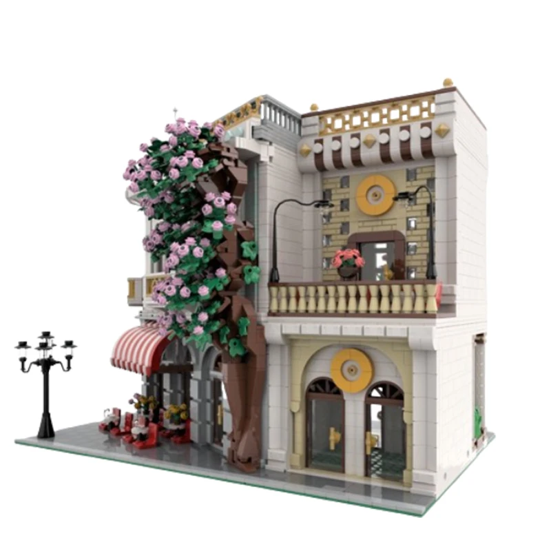 Spot MOC-131134 corner street view garden building 152077 small particle assembly building block model toy girl gift