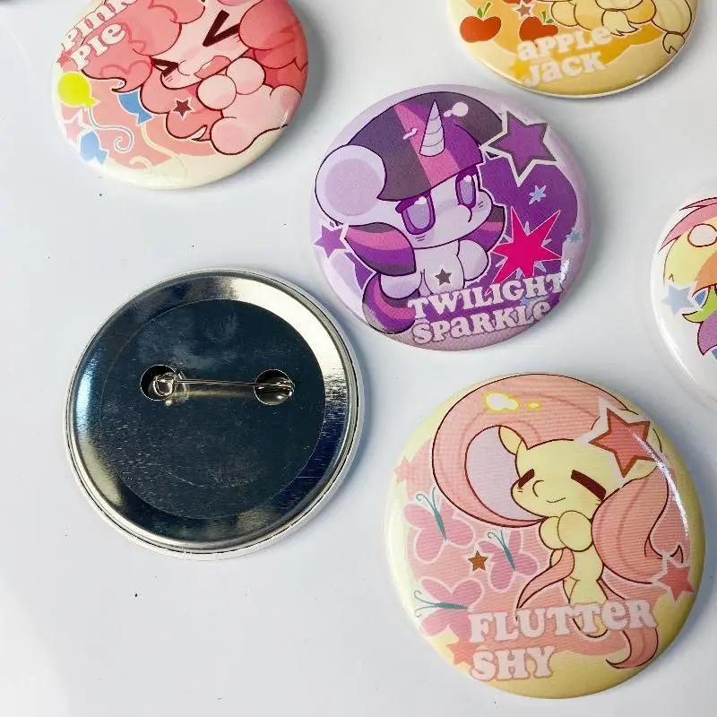 6pcs Kawaii Hasbro My Little Pony Twilight Sparkle Badge Fluttershy Cute Anime Costume Bag Decoration Badge Holiday Gift