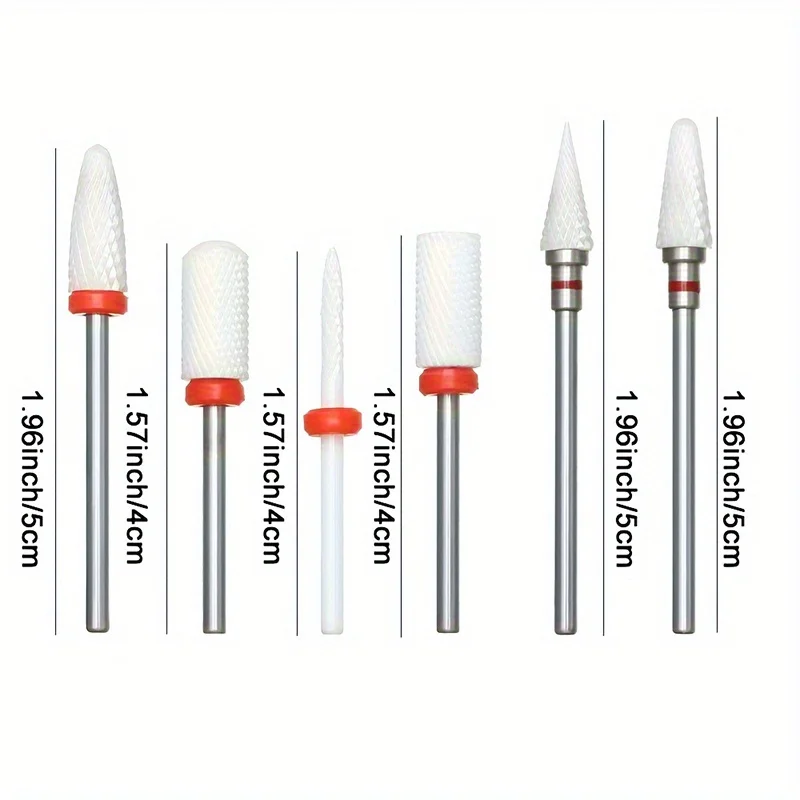 Kit-6PCS Forets à ongles en céramique, dissolvant de pédicure, pour gel acrylique, outils de polissage des ongles, outils de manucure de pédicure pour Nail Art