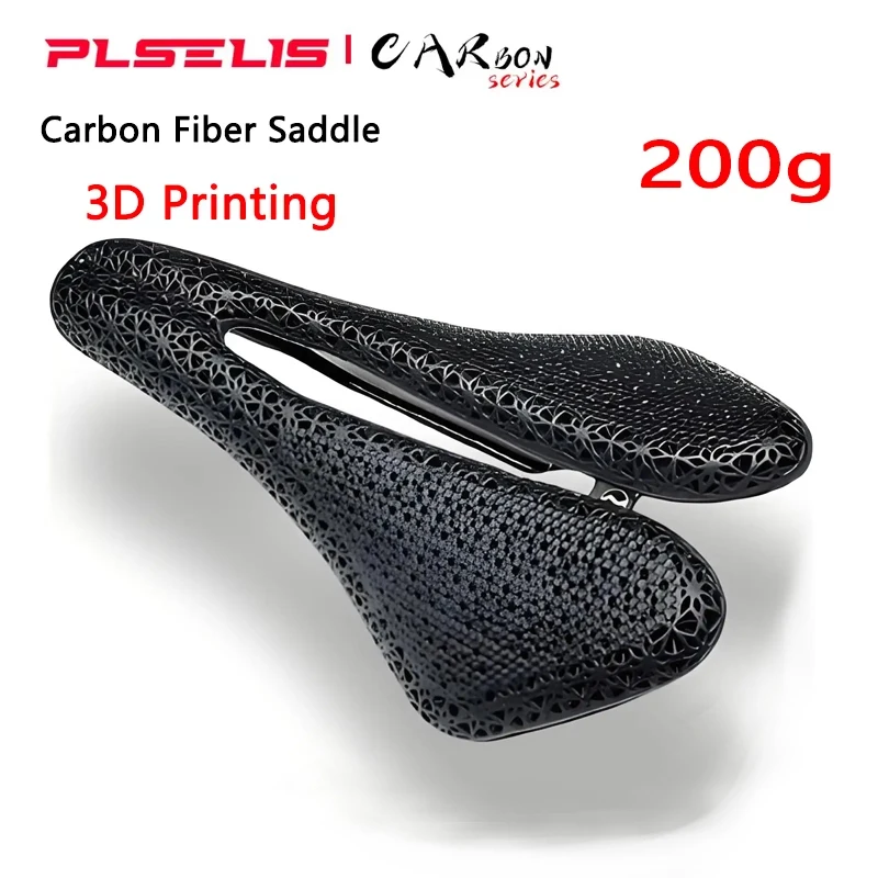 

PLSELIS Bike Saddle 3D Printed T800 Carbon Fiber Ventilation Breathable Shock Absorbent Ergonomic Design Bicycle Components