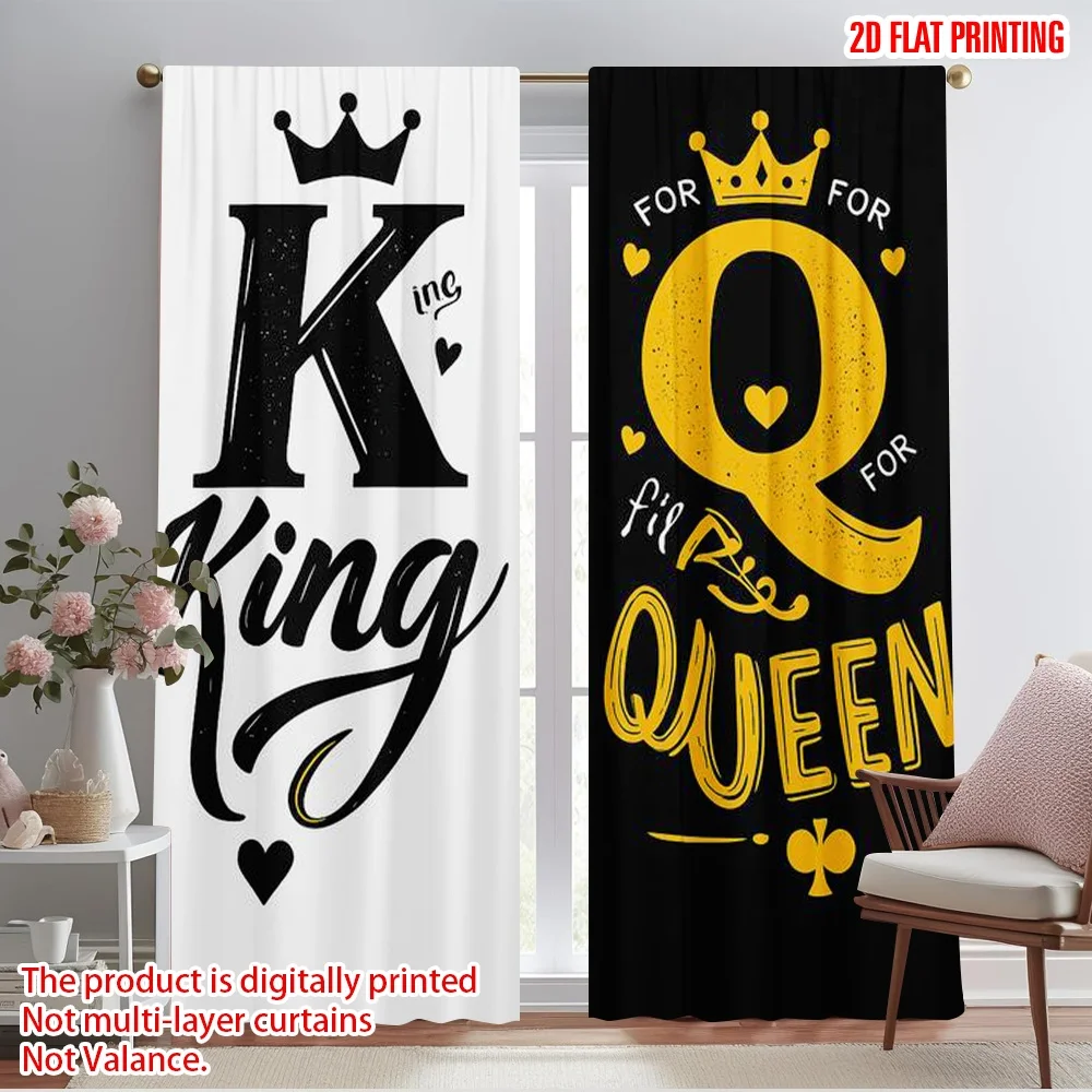 2pcs,2D plane printing Creative Curtains King and Queen (31) Polyester Woven (without rod) Decorations Inside for Bedroom &