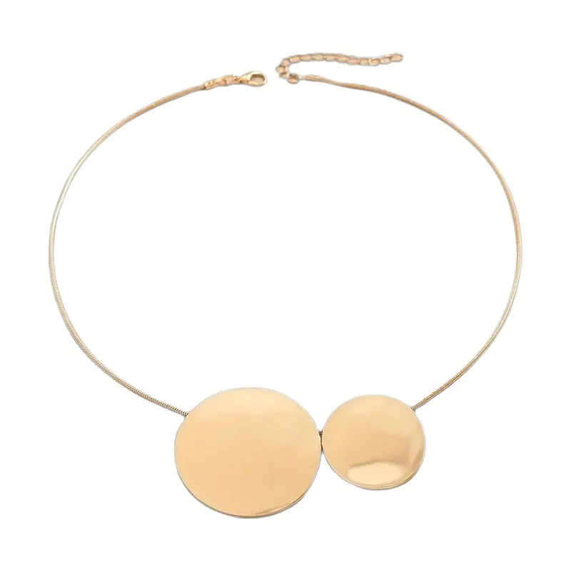 هندسية دائرية قلادة قلادة للنساء بسيطة موضة الرقبة مجوهرات رائجة البيع هدية حفلة 2024 نمط جديد