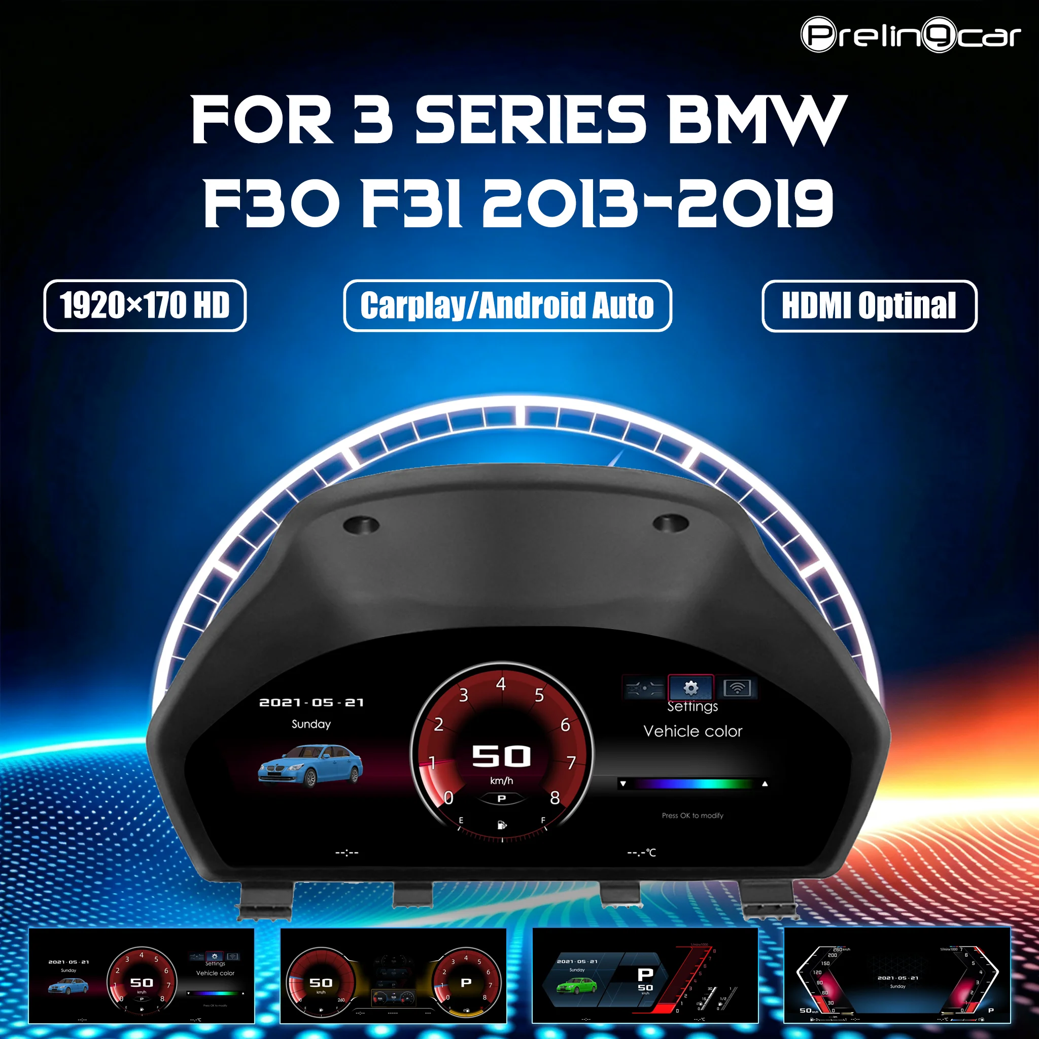 Écran LCD numérique de tableau de bord 12,3'' pour BMW Série 3 et 4 F30 F31 GT-F34 F32 F33 F36 avec panneau de navigation, compteur de vitesse, cockpit virtuel