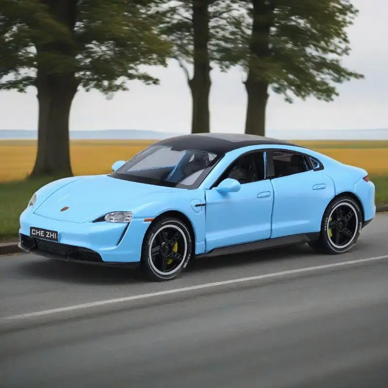 

1:32 Porsche Taycan, модели автомобилей с высокой имитацией сплава, литые под давлением спортивные автомобили, звуковой свет, откатный суперкар, подарки для детей