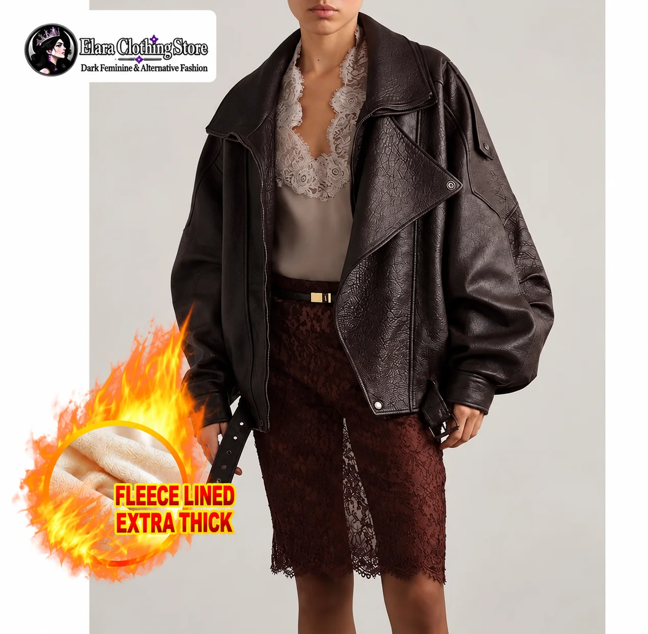 Autumn and Winter New Plush Thick PU Imitation Leather Women's Jacket Y2k Retro Motorcycle Style High End Bubble Leather Jacket