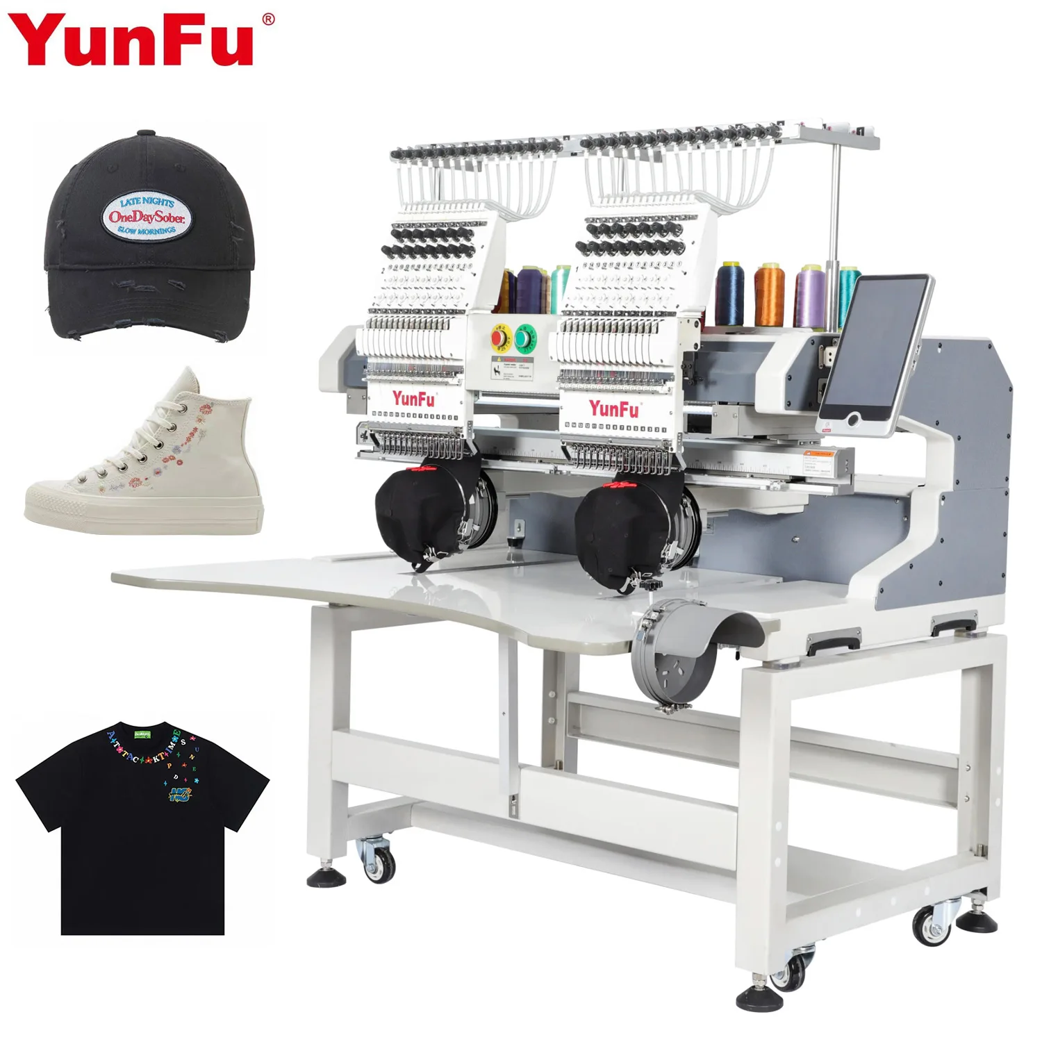 Professional 2-Head Computerized Embroidery Machine for Hats T-Shirts New Home Use Printing Shops Motor Bearing Long Service
