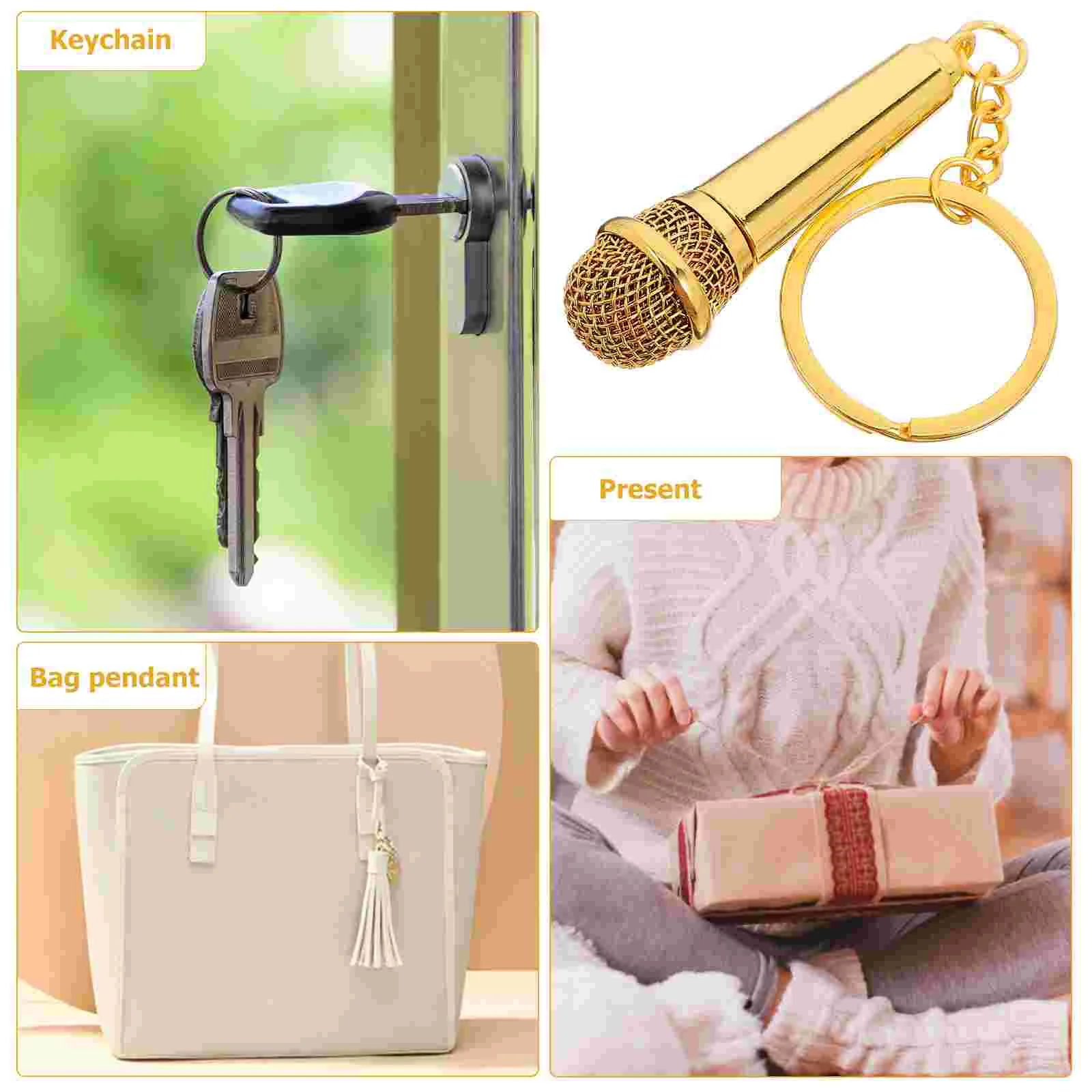 Microphone Keychain Music Jewelrys Geometry Funny Keychains Party Favors Metal Rings