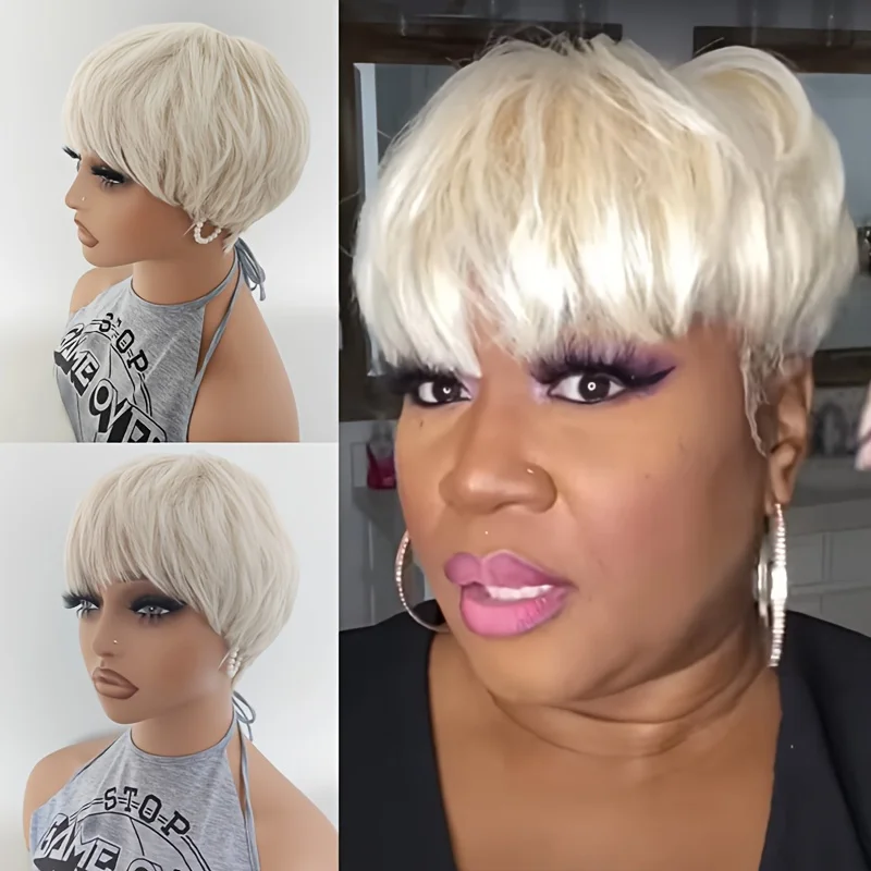 Short Gray Synthetic Wig for Women