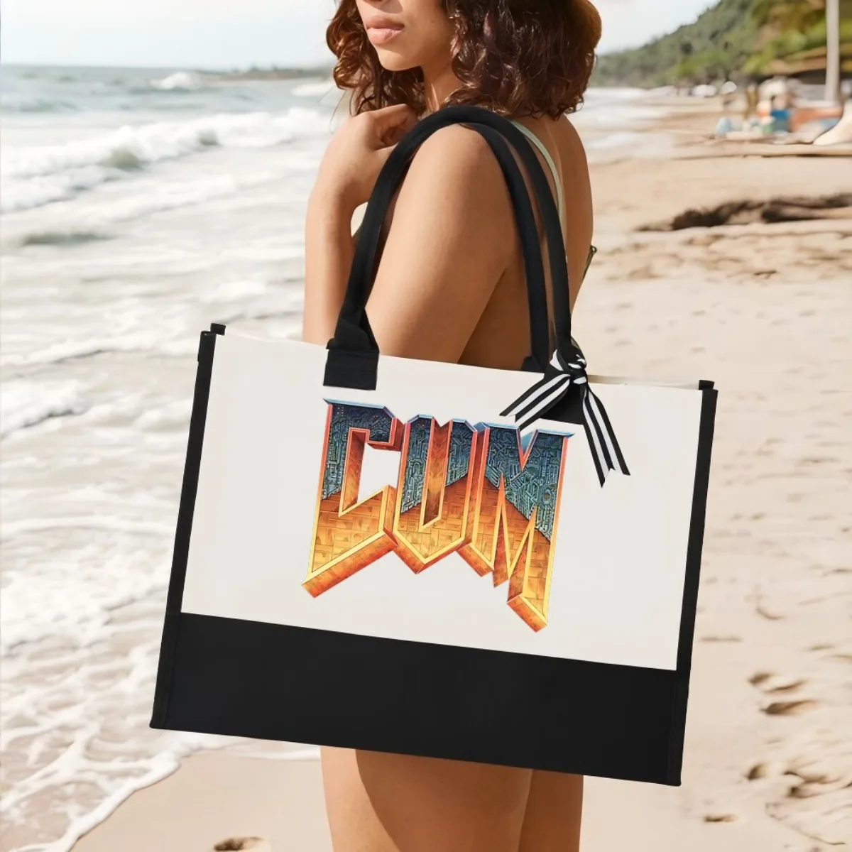 

om Warr 2026 Новое поступление, модная практичная просторная многоразовая большая сумка с узором и принтом, 2-цветная сверхпрочная большая сумка на плечо для