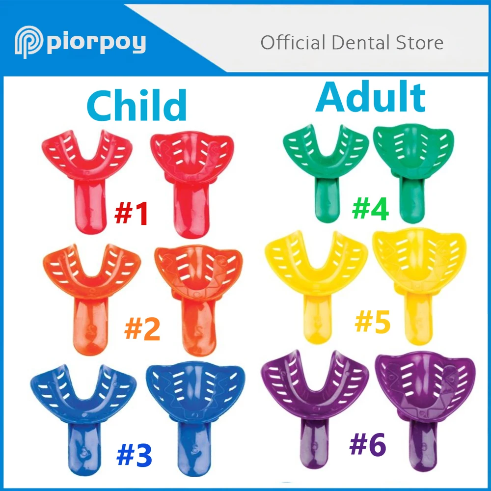 PIORPOY 12 Pcs Dental Impression Trays Colorful Plastic Disposable Dentistry Tray For Adult And Children Dentist Laboratory Tool