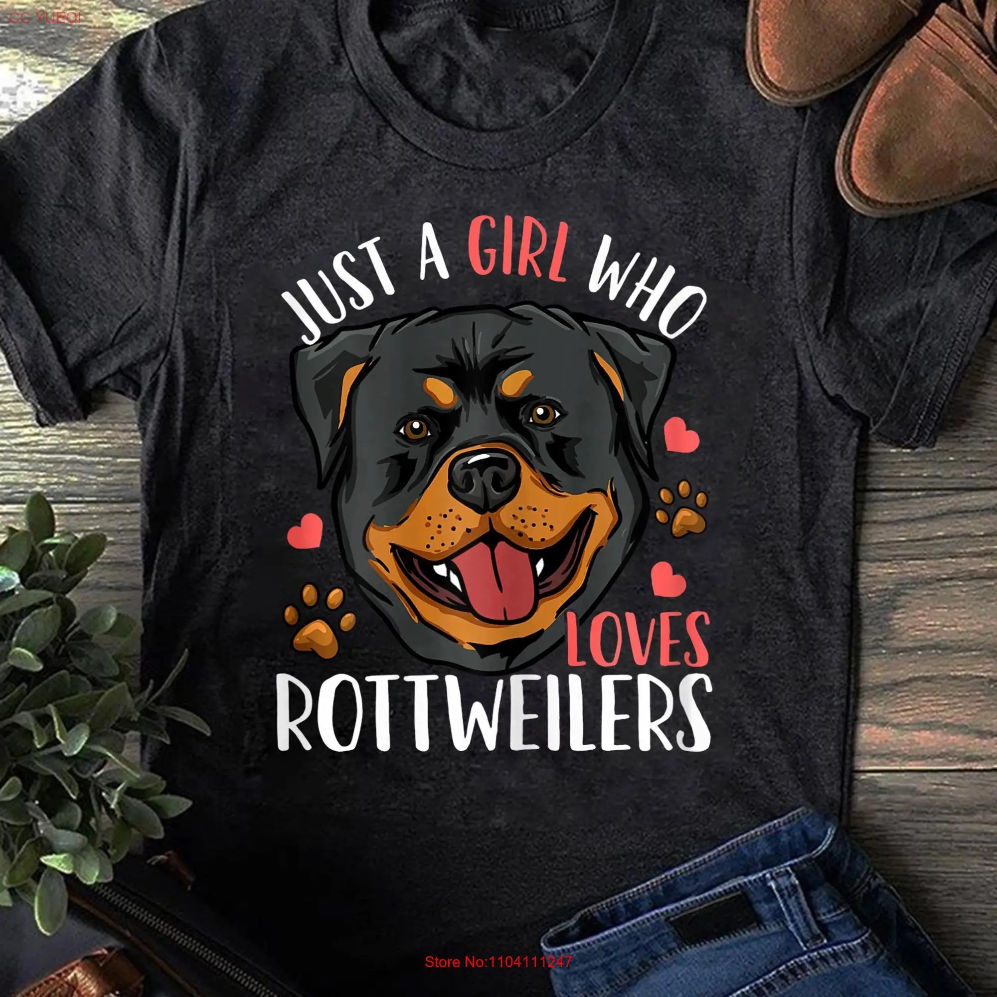 Rottweiler Just A Girl Who Loves Rottweilers T Shirt for Dog Lovers Mom Rottie Lover Funny long or short sleeves