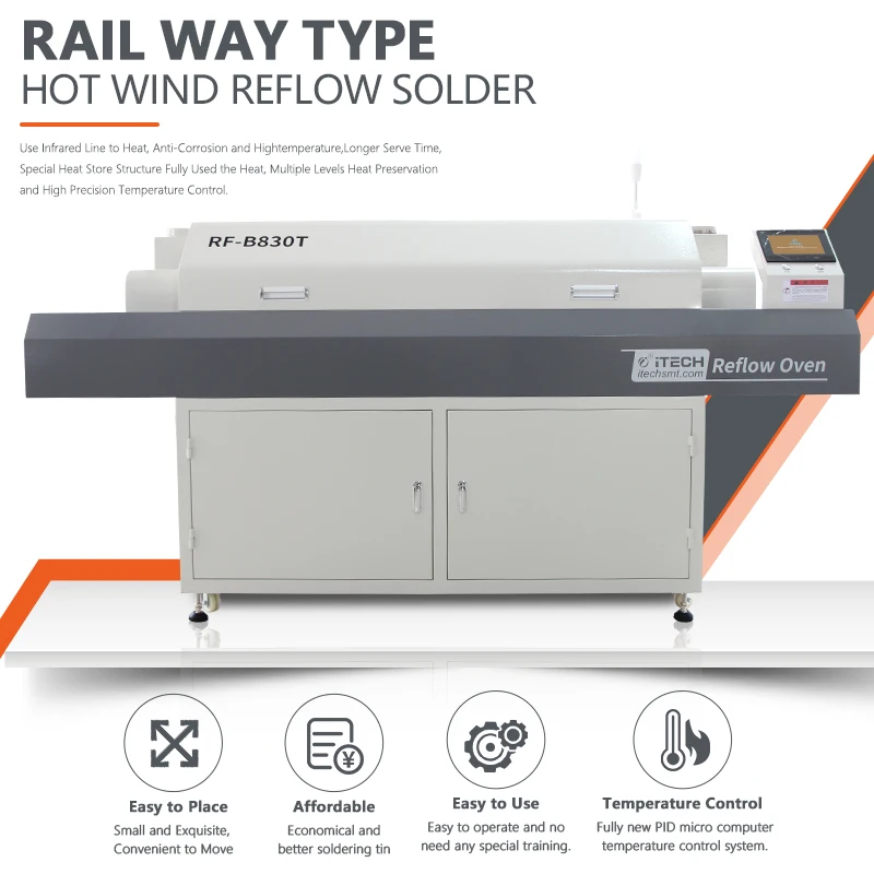 ITECH Smt Reflow Oven High Performance Lead-Free Infrared Hot Air Heating Reflow Oven 8 Zone For PCB Assembly Line