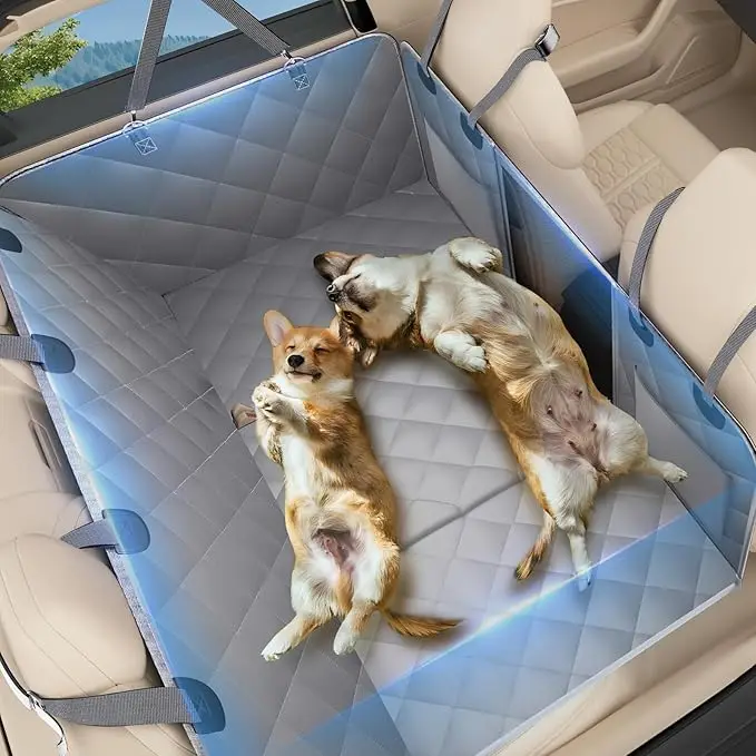 

Back Seat Extender for Dogs, Dog Car Seat Cover for Back Seat, 400lbs Capacity Hard Bottom Car Seat Cover for Dogs, Waterproof