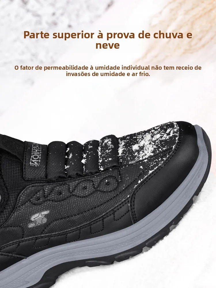 厚手のフリース裏地付きメンズウィンターブーツ滑り止め防水お父さん綿靴北京古都布靴店