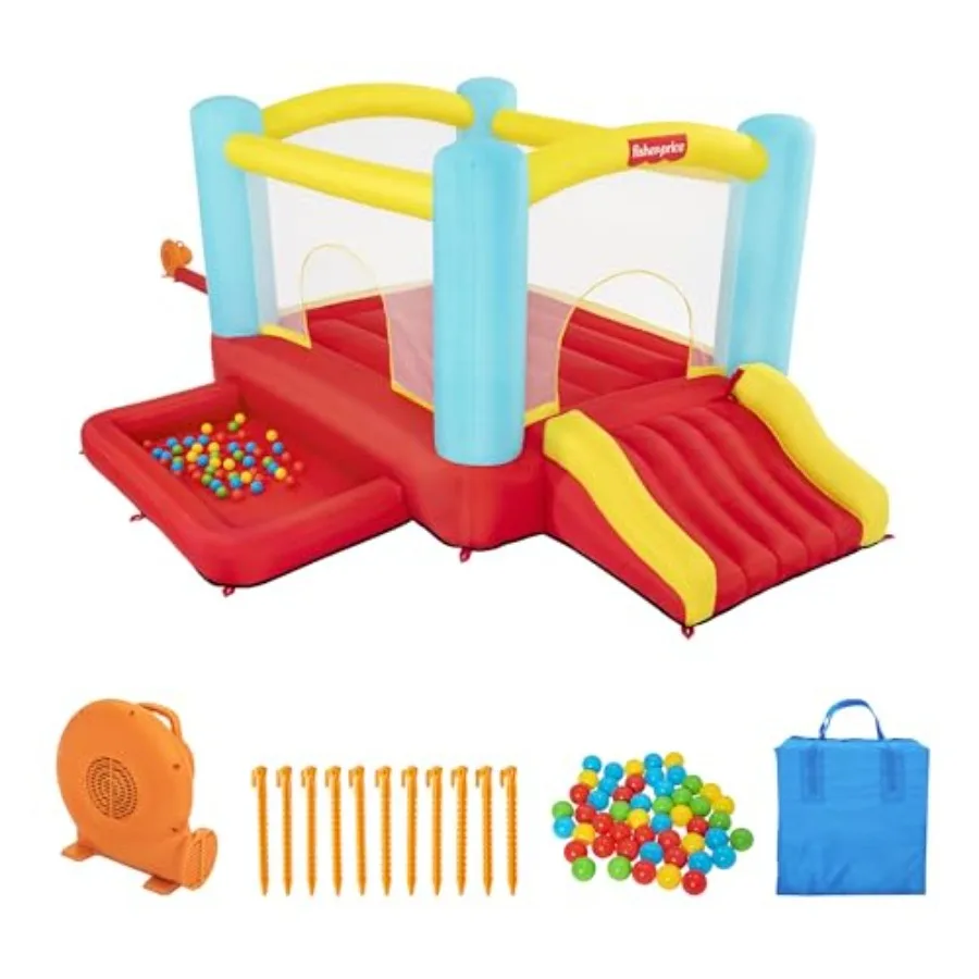 

FisherPrice Bouncemania Inflatable Mega Bouncer Bouncy House with 50 Play Balls Multicolor