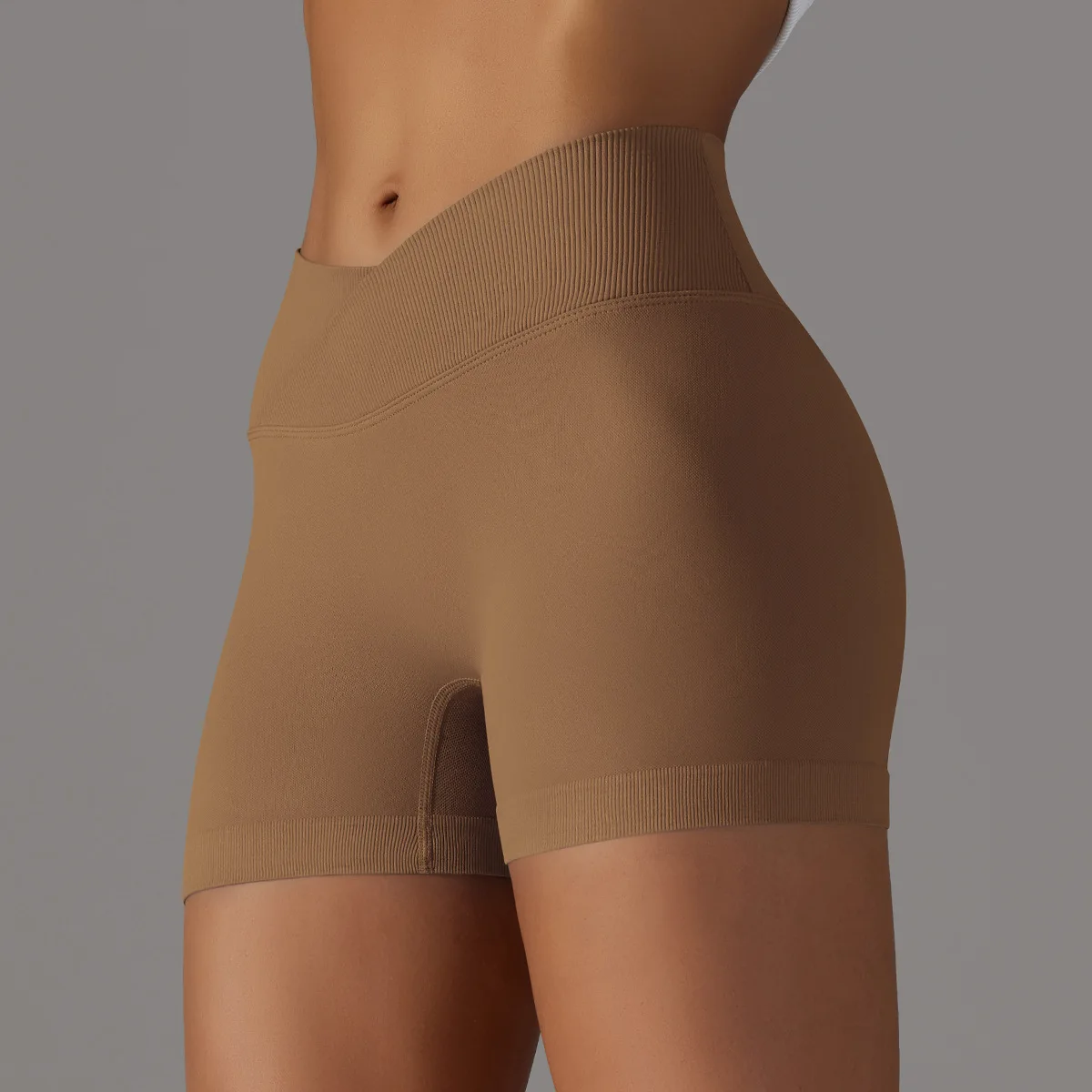 Summer V-waist peach hip lifting tight fitting three part pants, high waist yoga shorts, running speed drying seamless yoga pant - Image 5