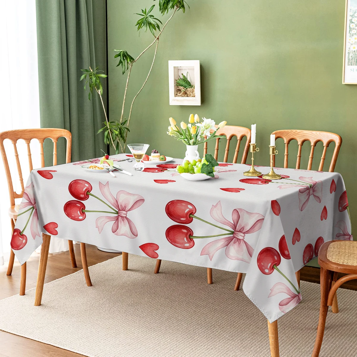 Waterproof Rectangular Cartoon Plant Branches and Leaves Polyester Tablecloth Birthday Party Rectangular Table Party Supplies
