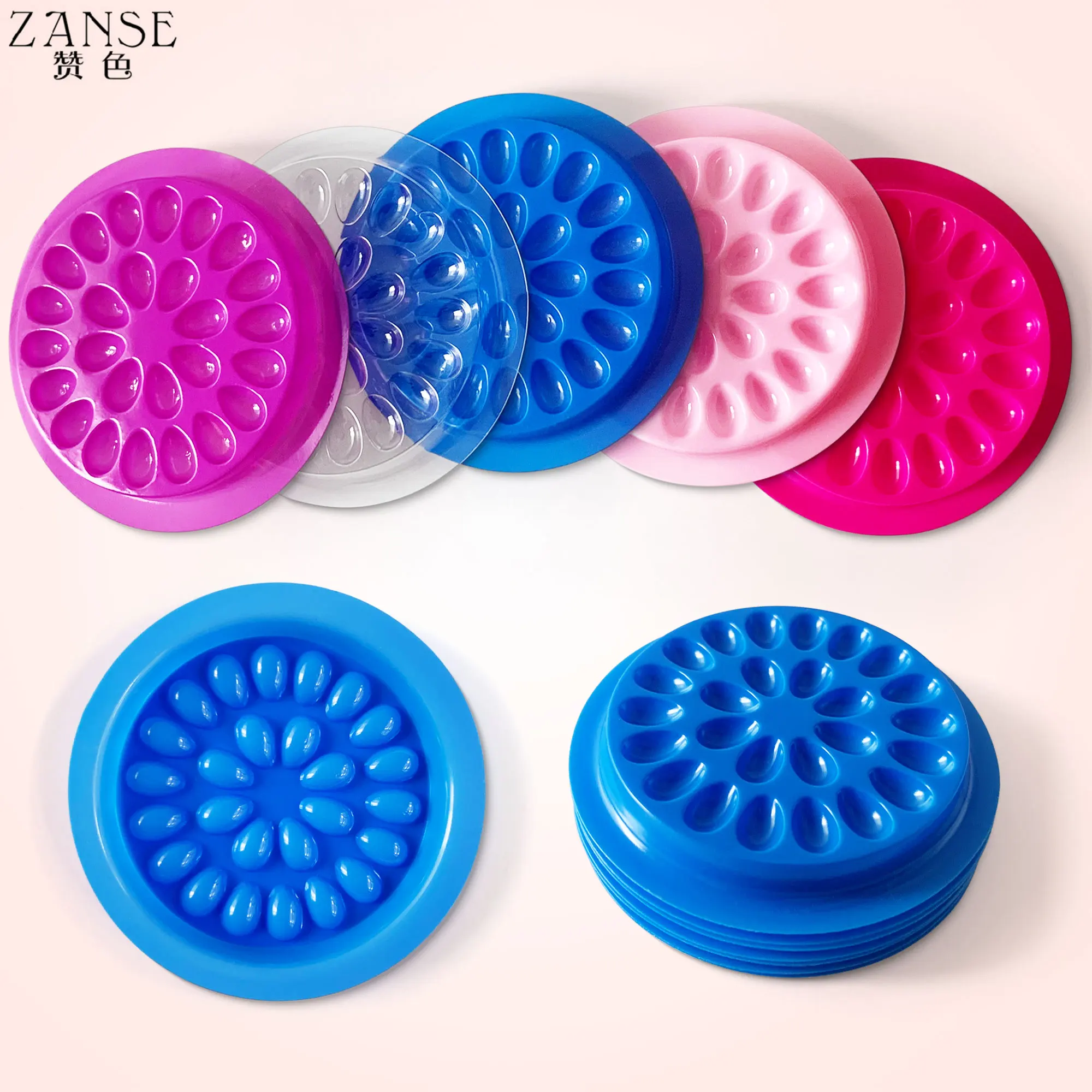 ملصق حامل رموش زهور بلاستيكي للاستعمال مرة واحدة ، لوح لاصق لاصق لإطالة رموش العين ، أدوات مكياج ، بلون رموش #6