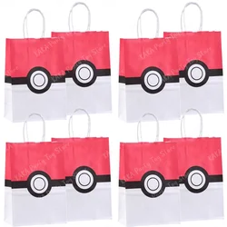 4/8/12Pcs Pokemon Party Gift Bags Pokeball Paper Cookies Candy Bags for Baby Shower Kids Birthday Party Decorations Supplies