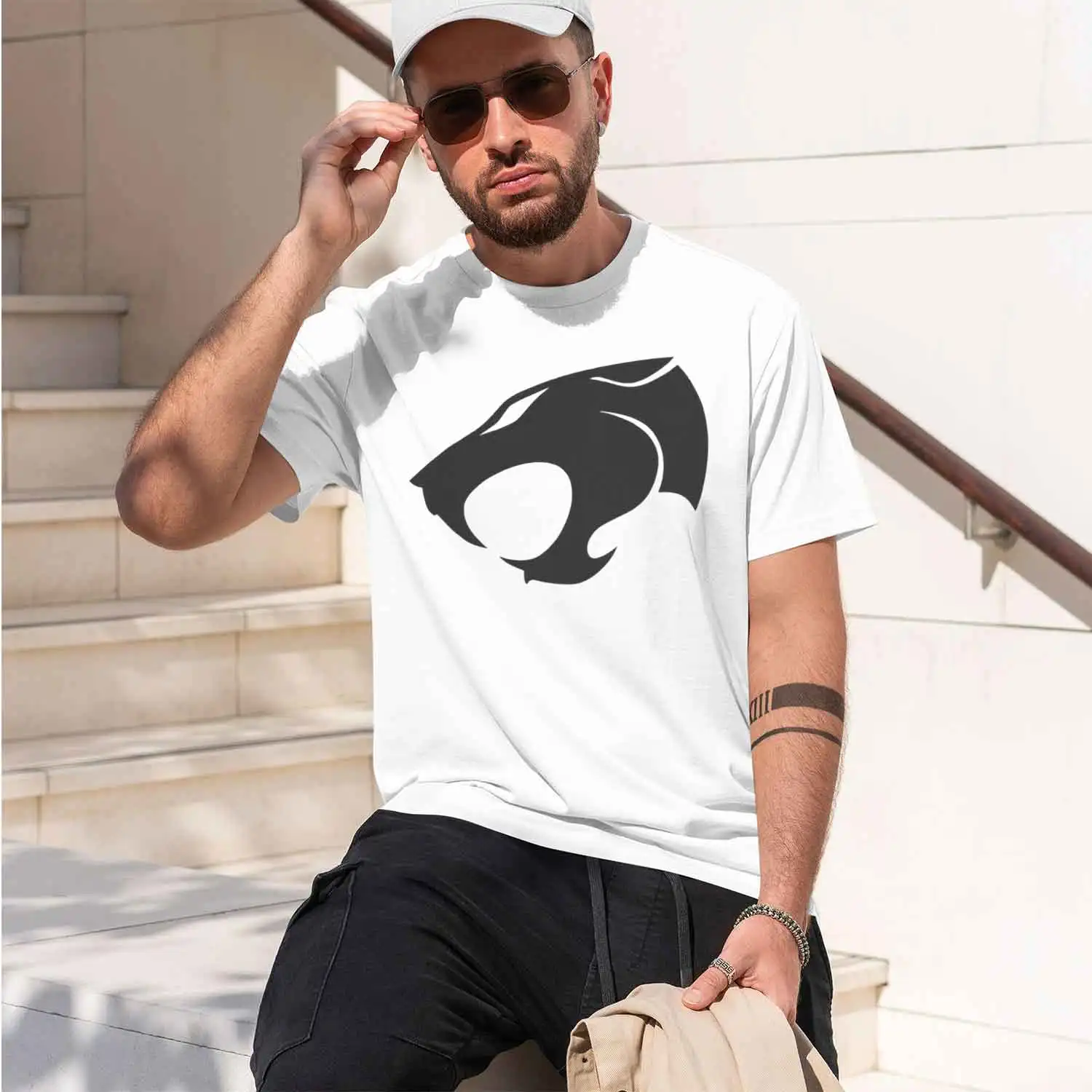 Logo Coon 80s Anime Lion Cool Men T Shirts Thunders Funny Tees Short Sleeve Crew Neck T-Shirts 4XL 5XL Clothes 2026 New Model