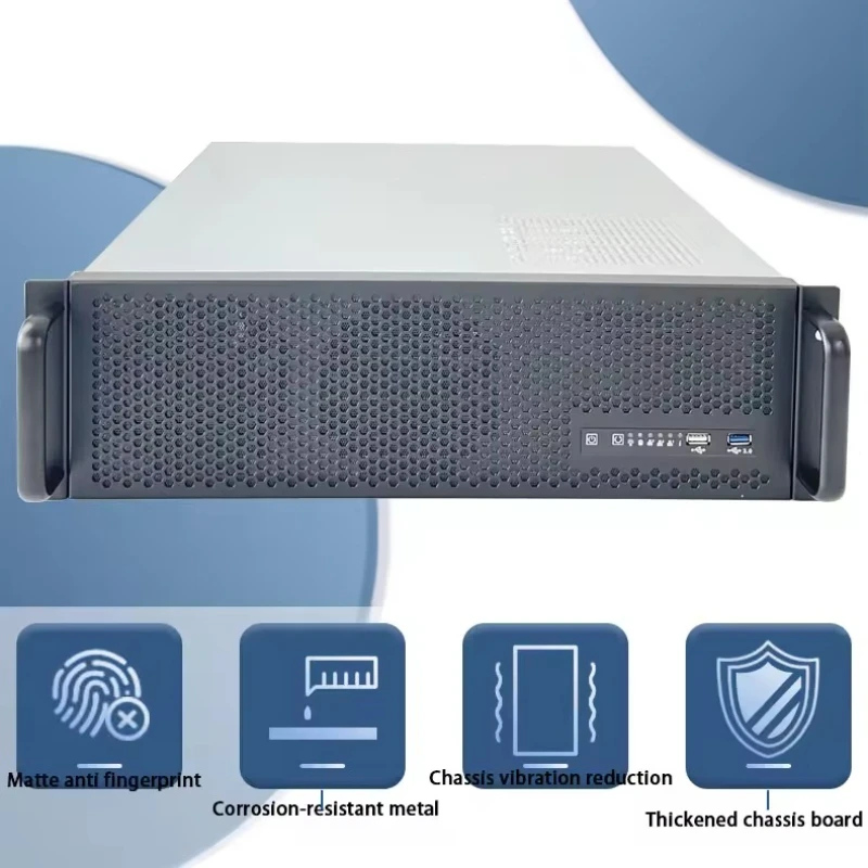 3U-450 Industrial Server Chassis 45cm Depth Rackmount Case with 9 HDD Bays, ATX Motherboard Support, ATX/2U Power Supply