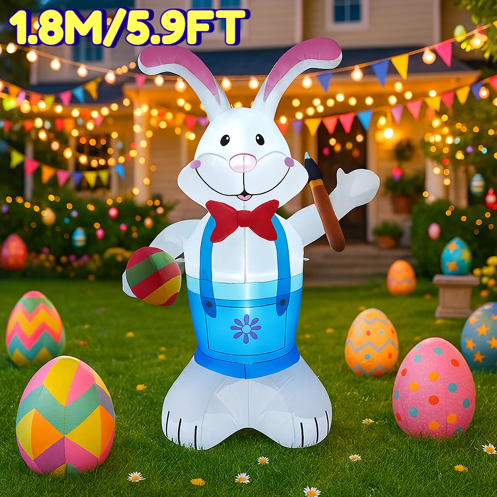 

1,8 м/5,9 футов Пасхальный фестиваль DIY украшения надувная модель кролик окрашенное пасхальное яйцо праздник сад двор открытый светодиодный светильник декор