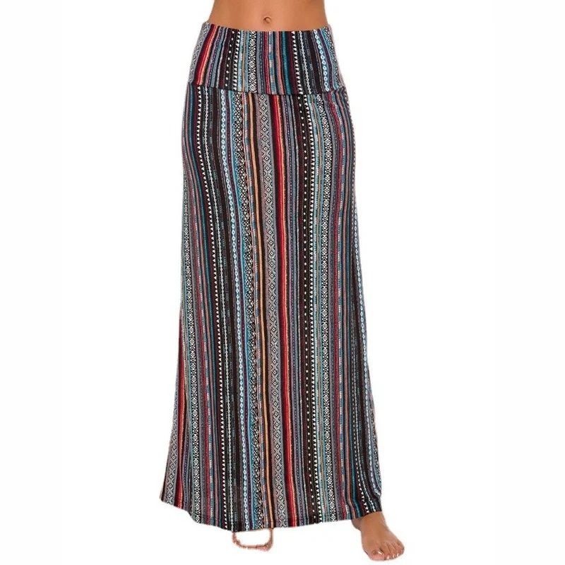 Summer Casual High Waist Skirts Women Saia Fashion Bohemian Long Skirt Woman Clothes Jupe Vintage Faldas Maxi Ropa Mujer Bottom