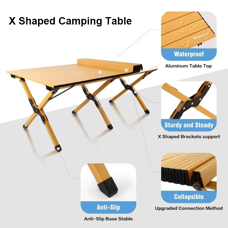 Mesa para acampar al aire libre, mesa plegable con rollo de huevos, escritorio de Picnic, mesa de playa portátil, mesas de viaje de aleación de aluminio, equipo de Camping