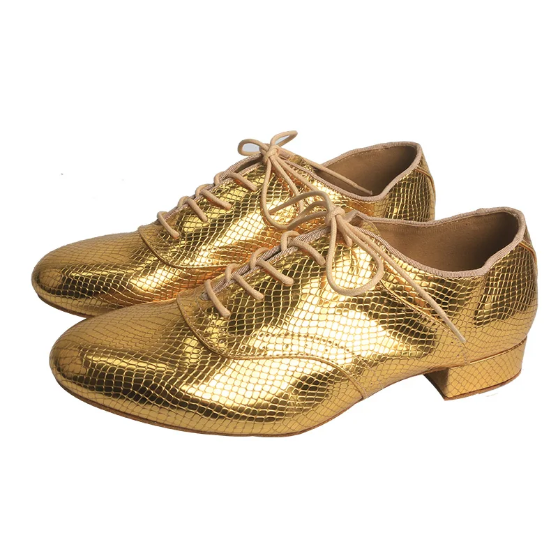 

Venus Lure Customized Gold Ballroom Dance Shoes for Men Suede Sole 2.5CM Heel Salsa Man Dancing Shoes Latin