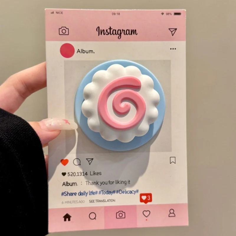 Ins لطيف كعكة السمك ل Magsafe Griptok حامل الهاتف البنصر حامل دعم آيفون 17 16 حافظة شحن لاسلكية قابلة للطي