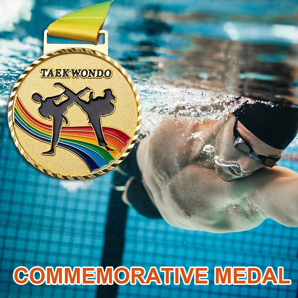ميداليات الألعاب الرياضية الرياضية Kirsite سبائك الزنك التايكوندو التذكارية تشغيل مدرسة التايكوندو الذهب والفضة والبرونزية