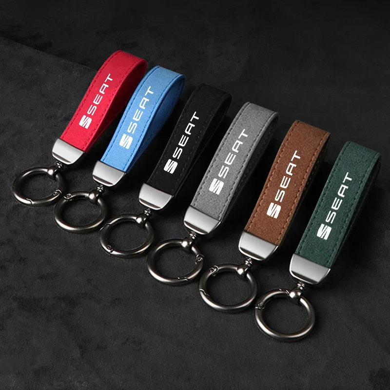 Suede Car Logo Keychain Metal Leather Key Ring For Seat Ibiza FR Ateca Altea Leon Alhambra Exeo Arona Toledo Cupra Mk3 Mk2 Mk1