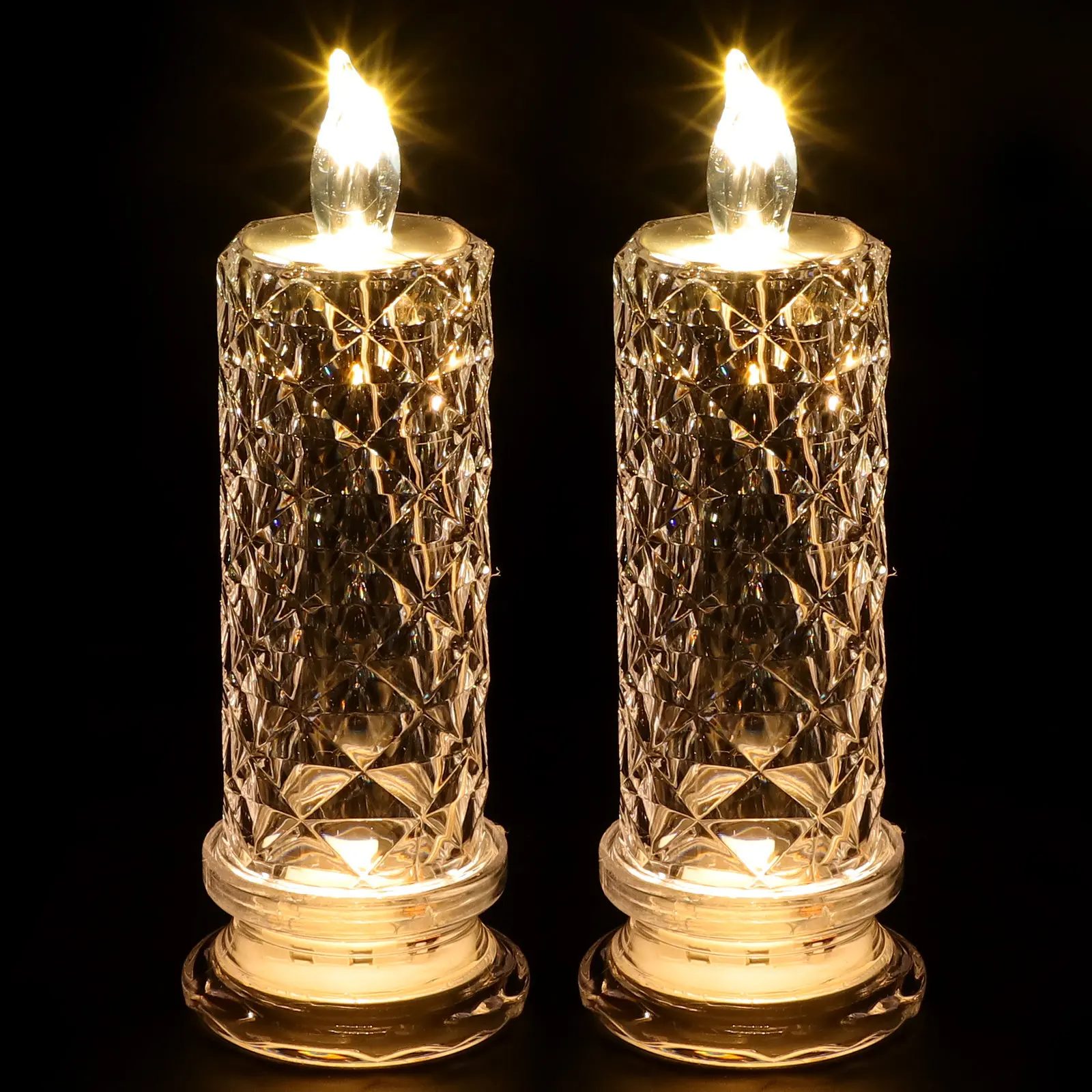 2Pcs Electronic Light Creative LED Flameless Lamp Romantic Bedroom Night Light Wedding Table Decoration