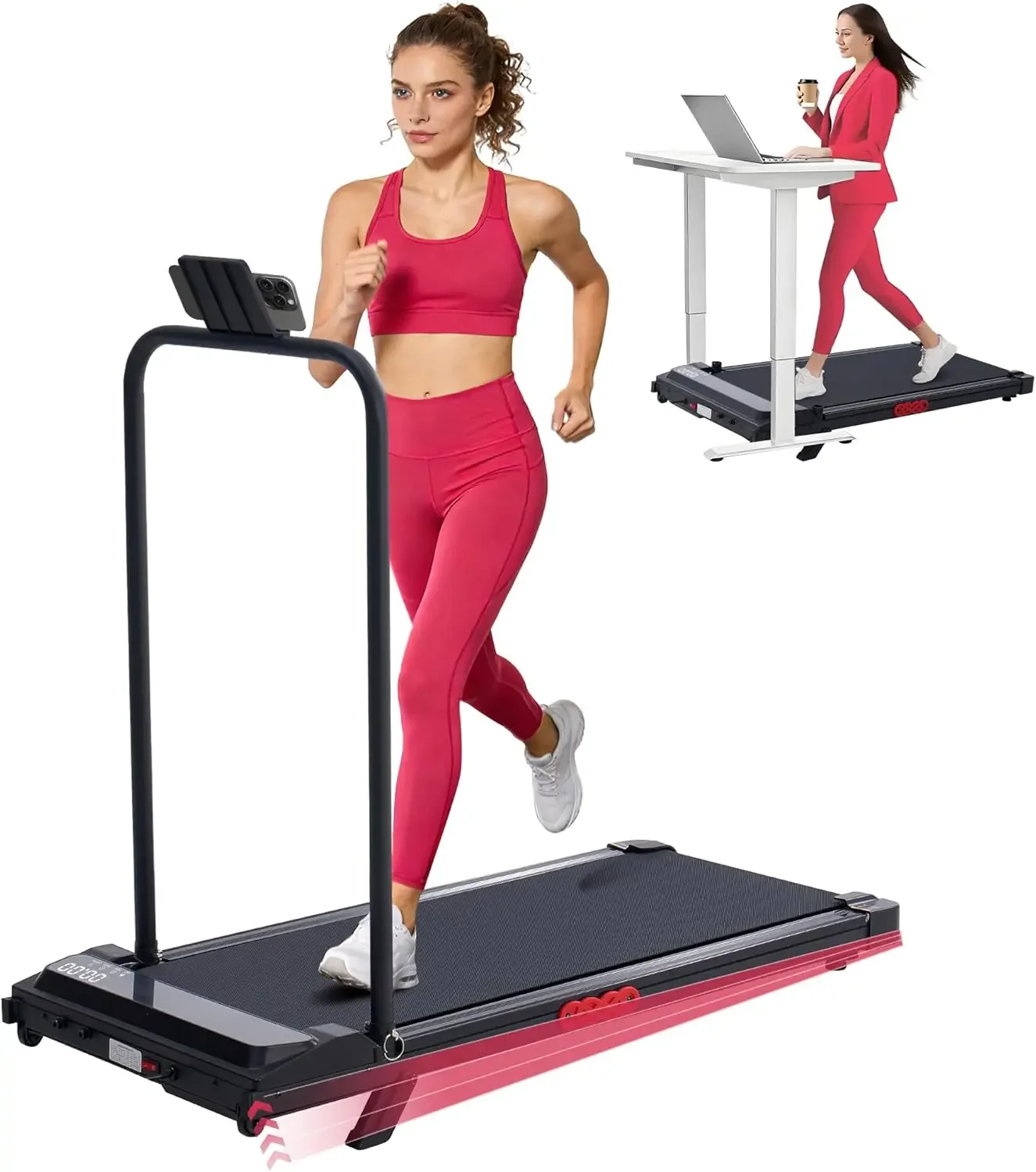 

Walking Pad with Handle Bar and Incline, 3.0HP Under Desk Treadmill for Home Small Space, 0.6-7.6MPH Portable Walking Pad Treadm