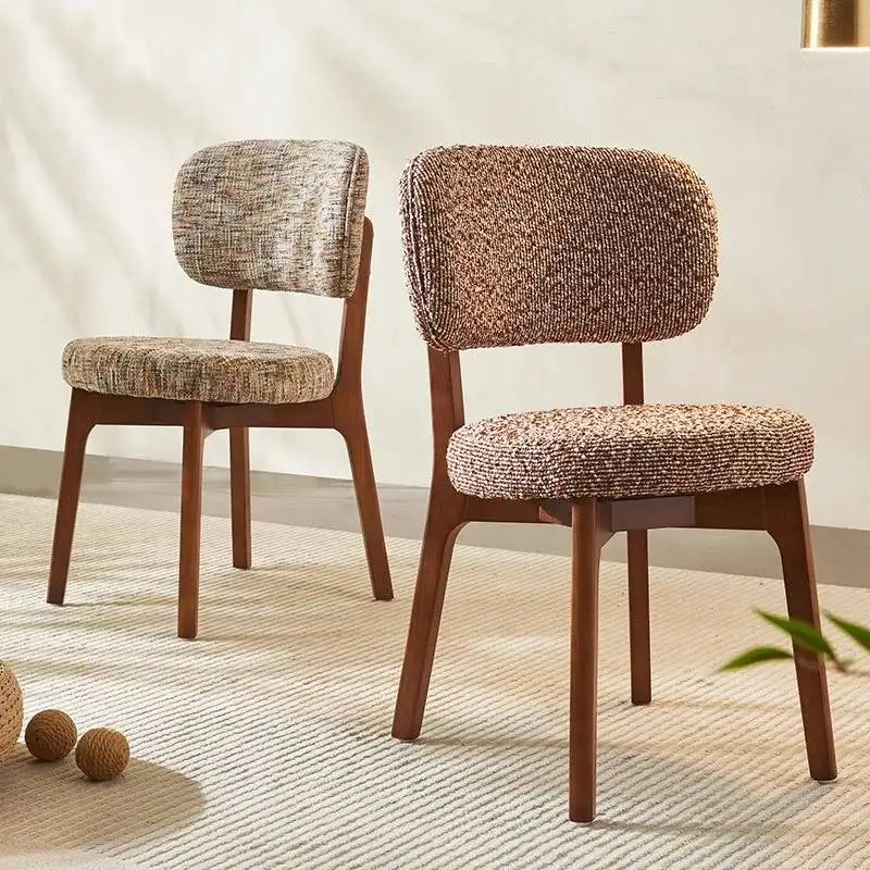 

Beige Designer Dining Chairs Luxury Faux Leather Nordic Foldable Dining Chairs Accent Kitchen Wood Sillas Comedor Furniture