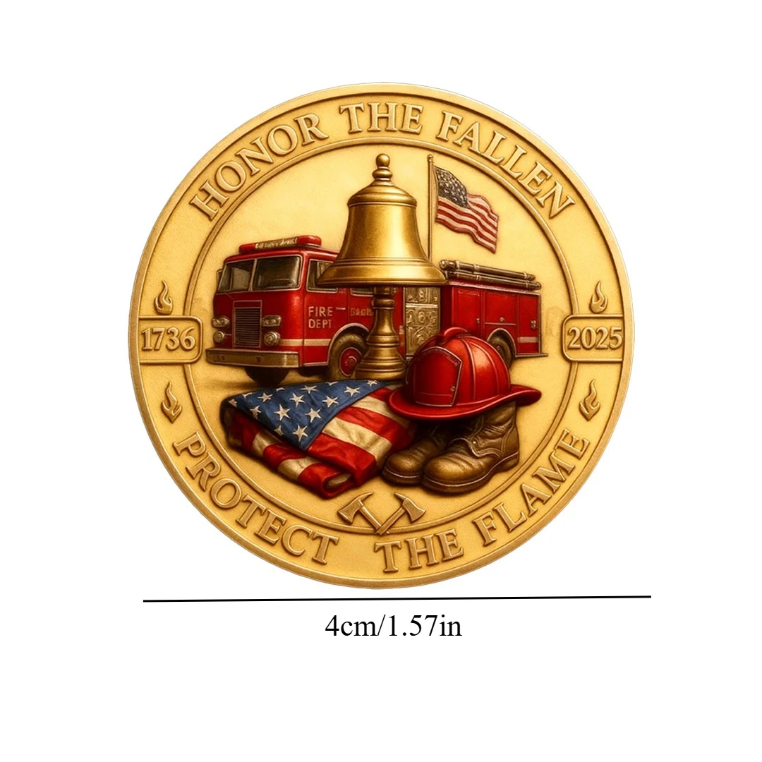 Honor The Fallen Printing Gold Plated Souvenir Coin We Trust United States Firefighter Collection Coin Home Decoration view 4