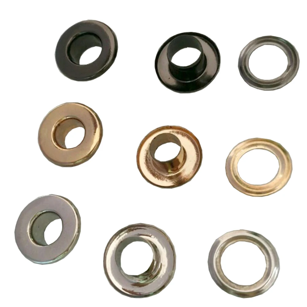 100sets/lot No Sew metal brass eyelets with washer 6mm*12mm small round metal grommets 3color+Tools