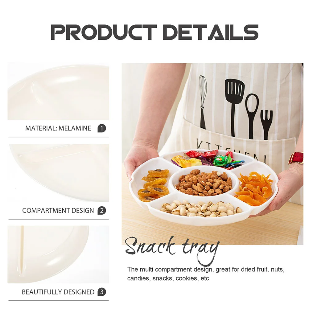 

2pcs Divided Plates Multi-Grid Storage Tray Snack Serving For Home Kitchen Fruit Dish Compartment Design Dried Fruits Nuts