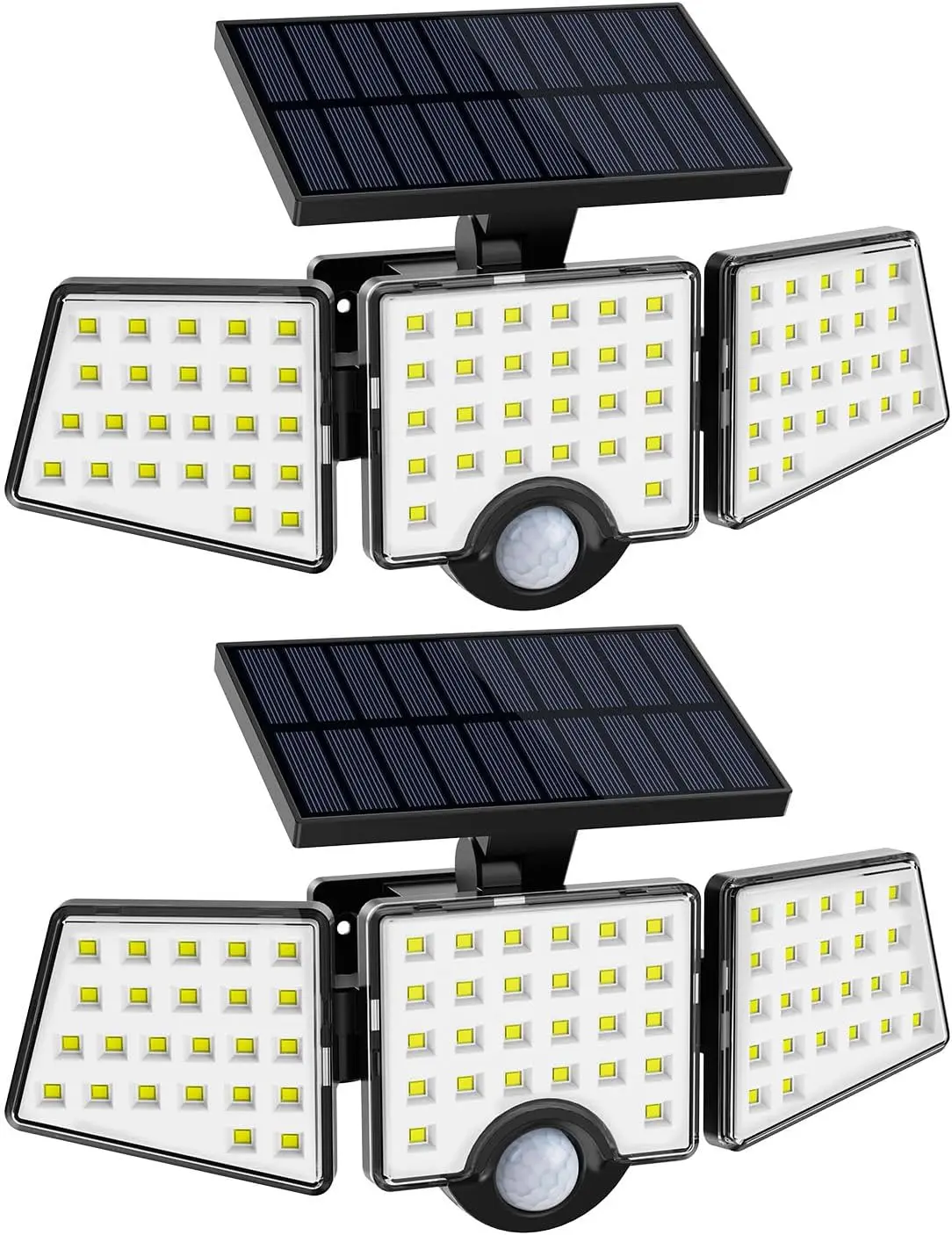 

Solar Motion Sensor Outdoor Lights, 3 Adjustable Heads, IP65 Waterproof, Wireless Wall Lamp for Yard Garage, 2 Packs