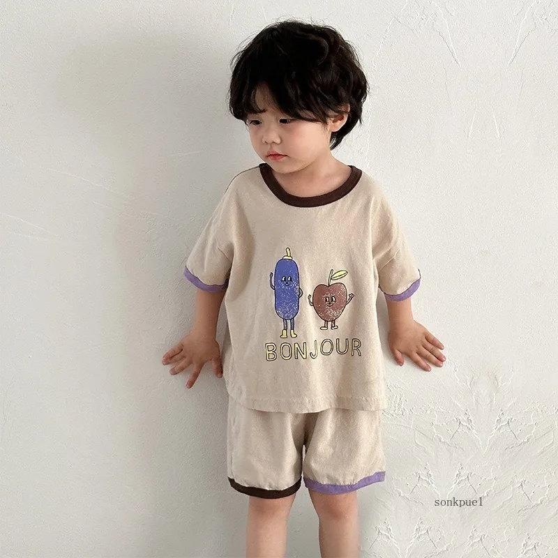 2024 Summer Kids Clothing Set Short Sleeve T Shirt and Shorts 2 Pcs Boys Suit Casual Girls Clothes Set