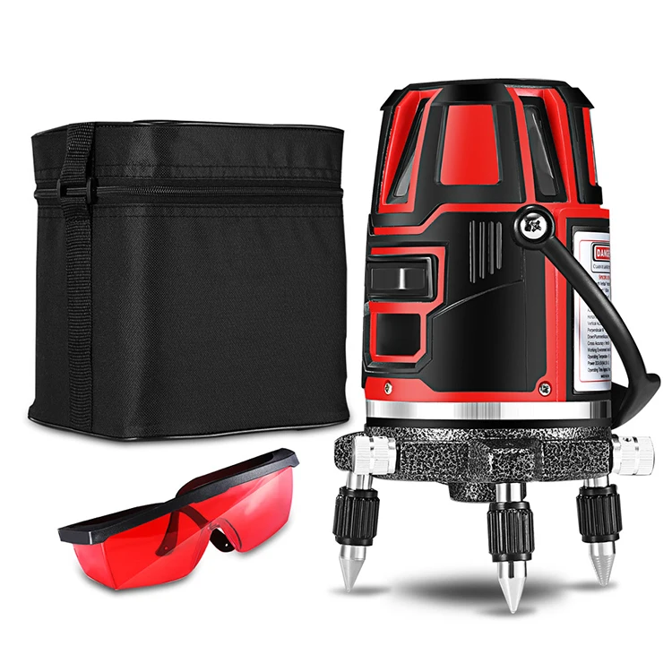 

Professional Outdoor Floor 360 Degree Self-leveling Indoor Strong Light High-precision 5-line Rotary Red Beam Laser Level