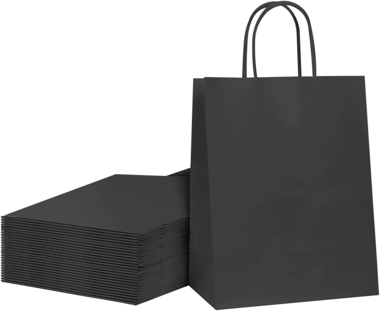 

40 PCS Black Paper Bags With Handles 10.6x8.3x4.3 Inch Bulk Gift Bags For Birthdays,Weddings,Baby Showers