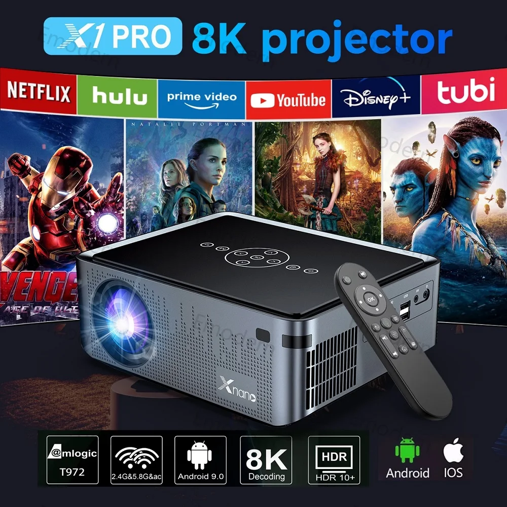 Originální X1 pro T972 4K chytrý projektor 580ANSI 5G WIFI LED 8K video plný HD 1080P domácí theater projektor 4K projektory