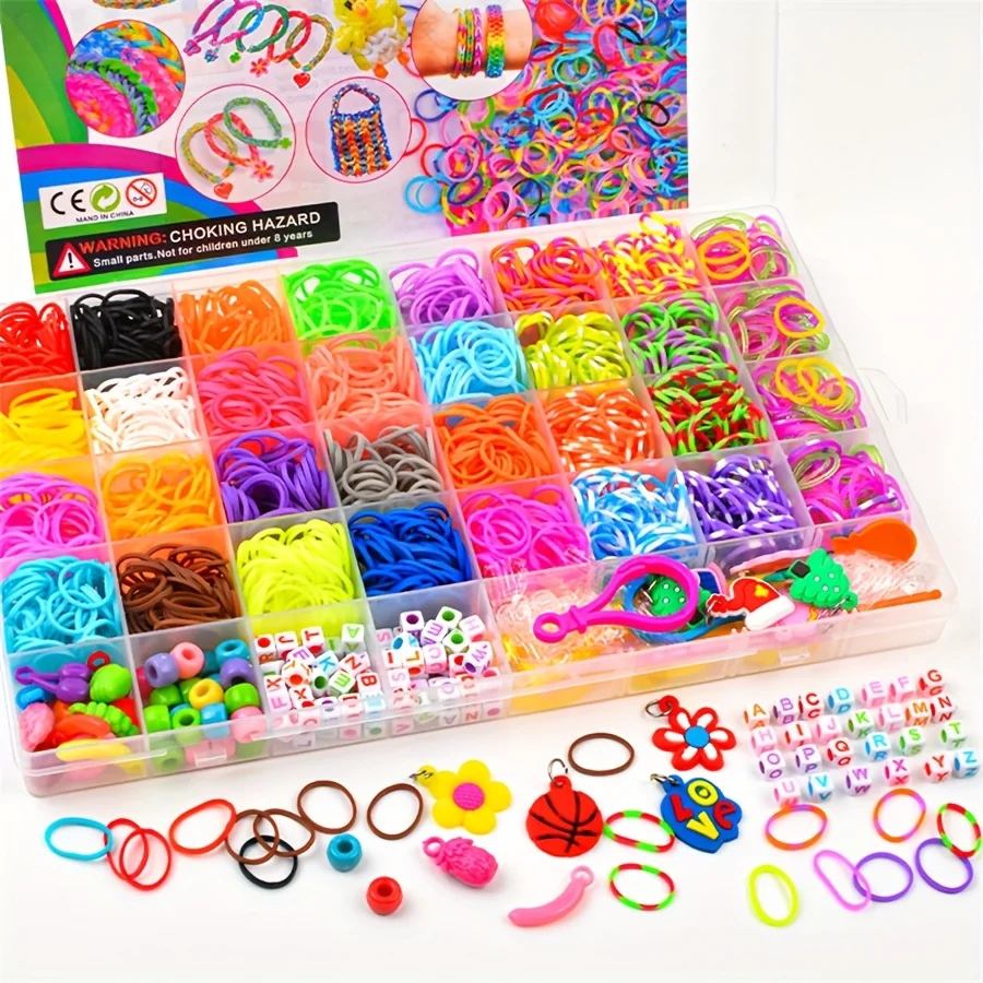 4200pcs DIY Beading Kit Colorful Rubber Band Accessories for Making Bracelets, Bangles, and Other Crafts